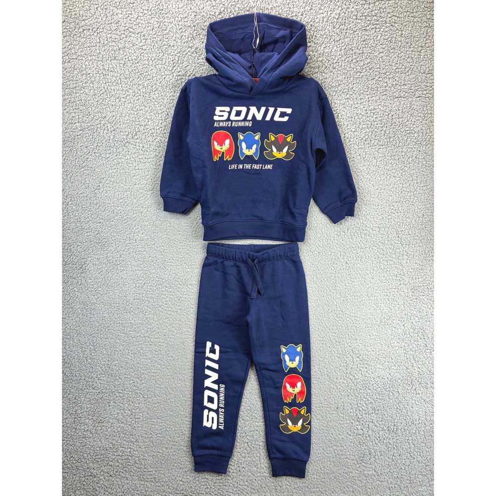 H&M Sonic The Hedgehog Hoodie Sweatpants Set Boys 5T Navy Blue Casual NWT